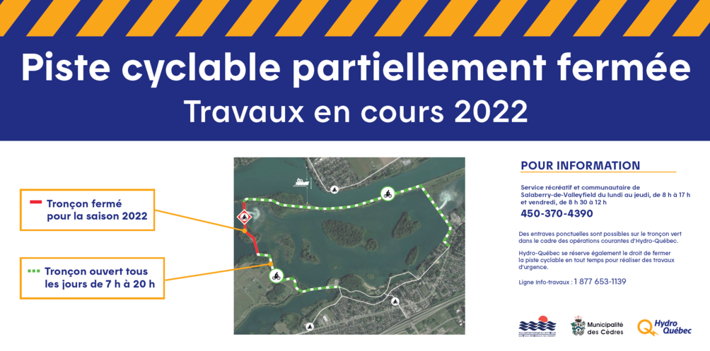 Hydro Québec fermetures 2022 piste cyclable